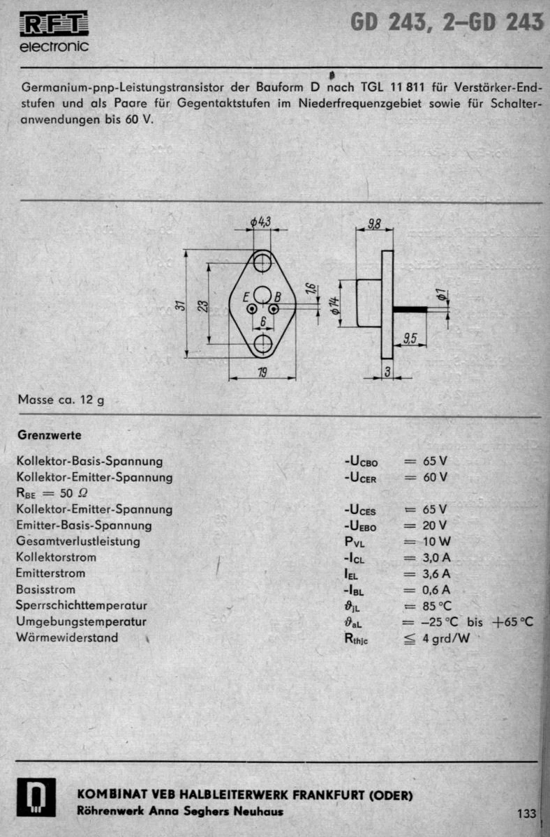 GD242 GD243 2N2659 AD438  Transistor USSR 60V Lot of 10 pcs P214A = GD180 