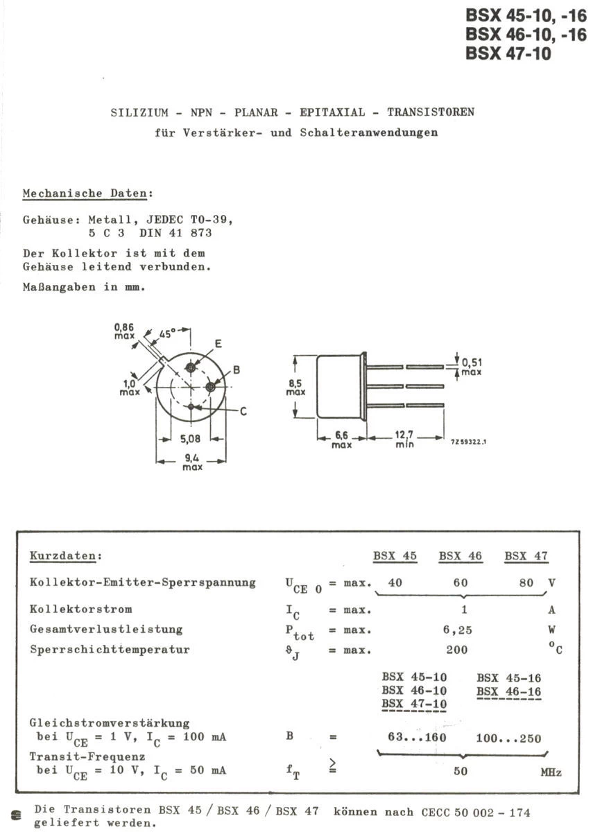 Transistor de silicio negativo positivo negativo 2SC485-Caja TO39 hacer Toshiba